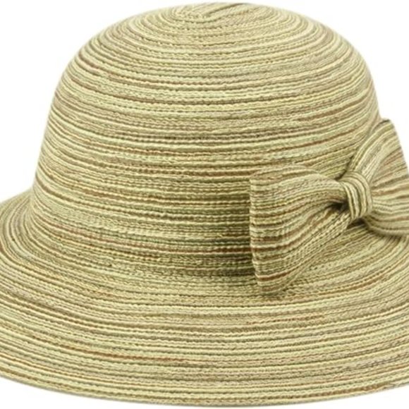 3 Separate: Angela & William Women's Packable Poly Braid Bucket Sun Hat with Bow - Picture 2 of 4